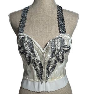 Vintage Bustier 38B rhinestone, sequins, beads. Vintage Madonna era. Custom made